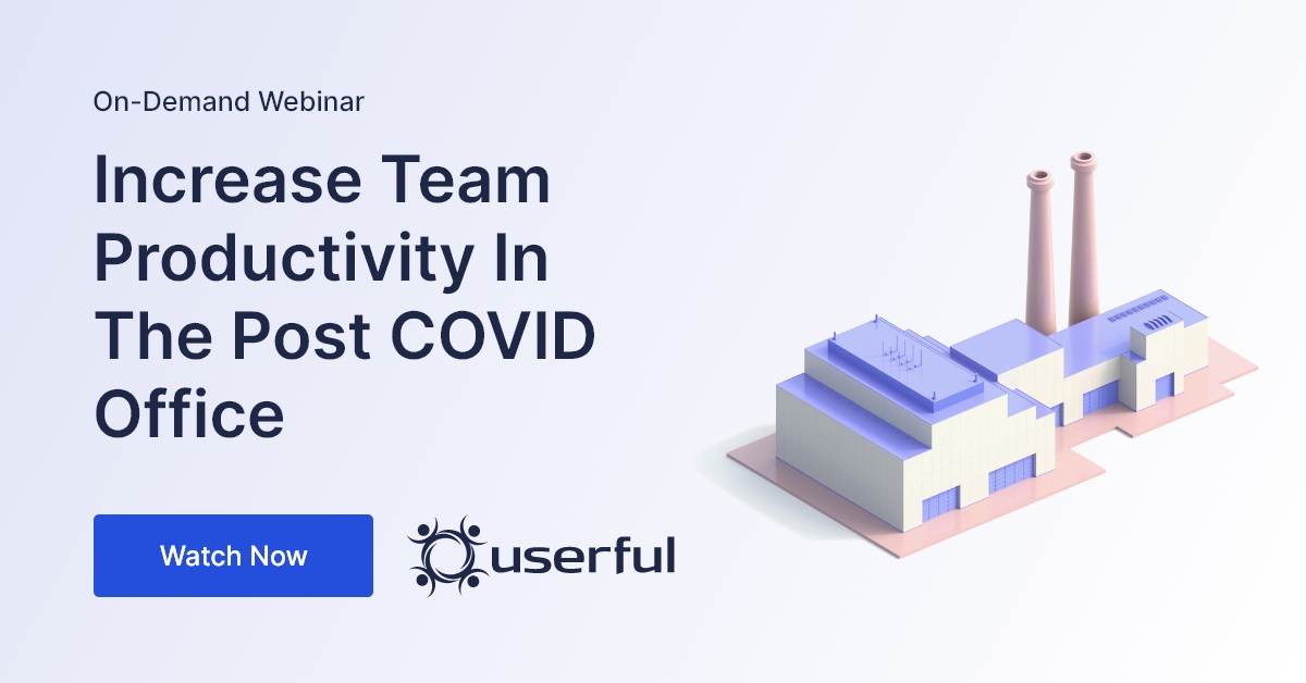 用户化的网络研讨会，提高COVID后办公室的团队生产力，以及一个粉色的3D工厂图形