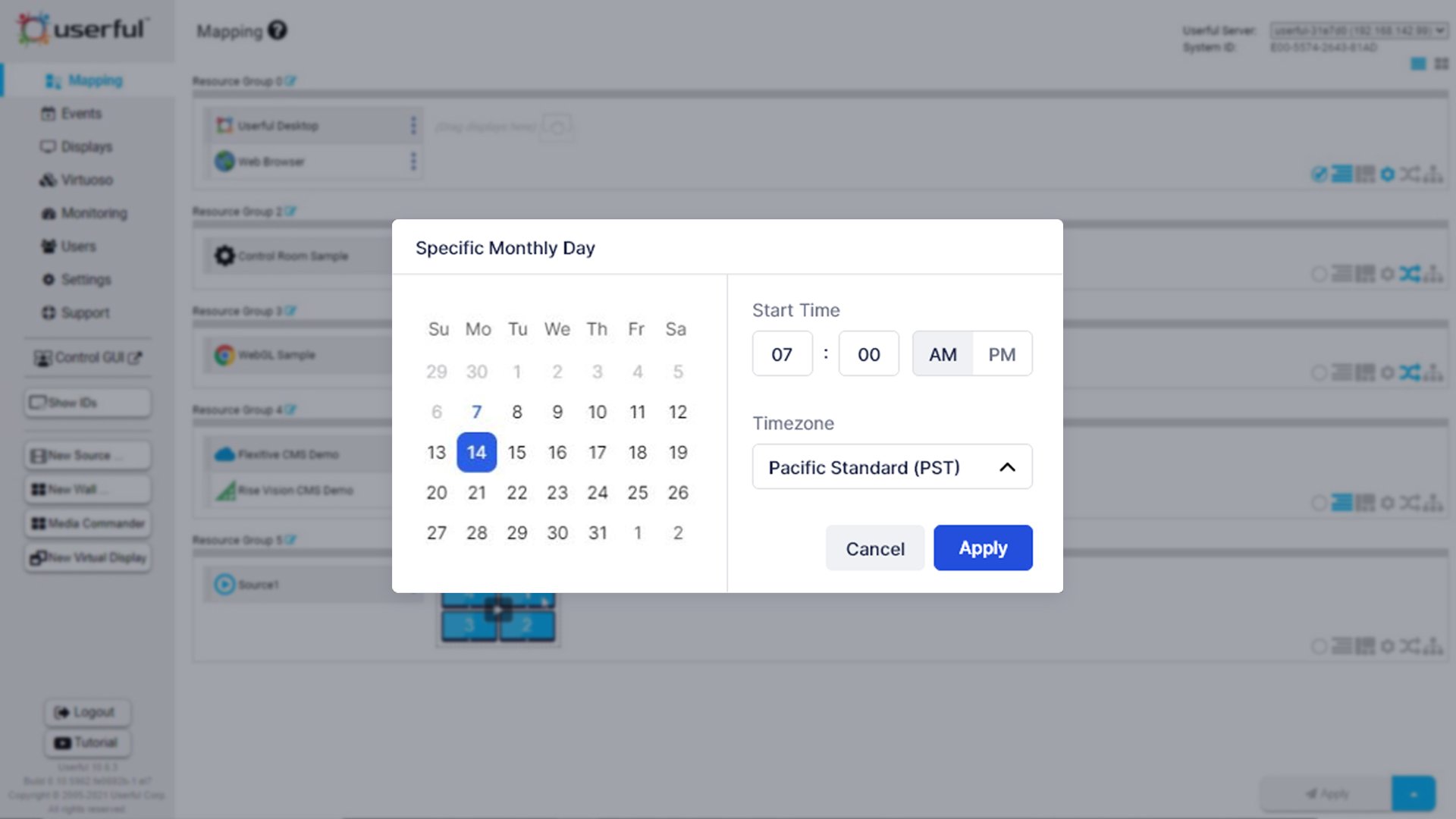 安排会议的日历用户界面的例子
